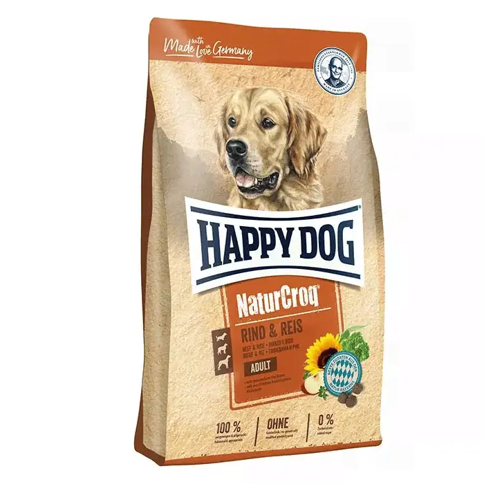 غذای خشک سگ بالغ برای تامین انرژی و بهبود هضم حاوی گوشت گاو و برنج هپی داگ (NaturCroq Beef &  Rice) وزن 4 کیلوگرم