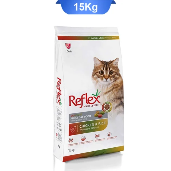 غذای گربه رفلکس 15 کیلویی مولتی کالر طعم مرغ و برنج