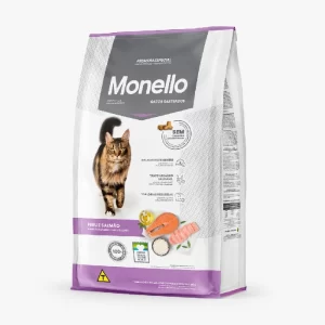 غذای خشک گربه های بالغ عقیم شده بدغذا طعم ماهی سالمون و بوقلمون حاوی کالری کم برای تقویت سیستم ایمنی مونلو (Monello) وزن 1 کیلوگرم
