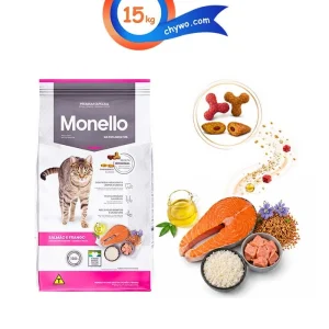 غذای گربه مونلو میکس ۱۵ کیلویی با طعم مرغ و تن سالمون
