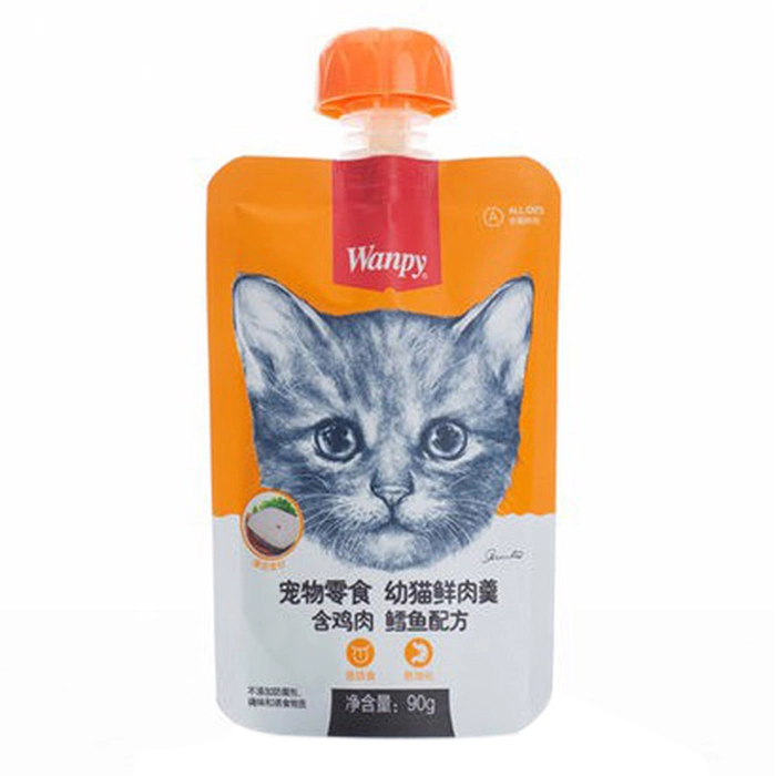 پودینگ بچه گربه طعم مرغ و ماهی کاد برای جلوگیری از سنگ کلیه و تقویت سیستم ایمنی بدن ونپی (Wanpy) وزن 90 گرم