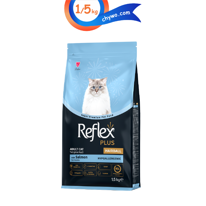reflex-plus-new-cat-01 غذای خشک گربه بالغ رفلکس پلاس مدل هیربال طعم سالمون وزن 1/5 کیلوگرم Reflex Hairball - Image 1