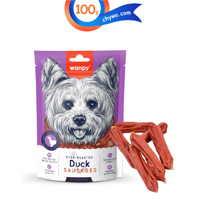 tashvighi-wanpy-ed-05 تشویقی سگ ونپی مدل سوسیسی طعم اردک وزن 100 گرم Wanpy Duck Sausages - Image 1