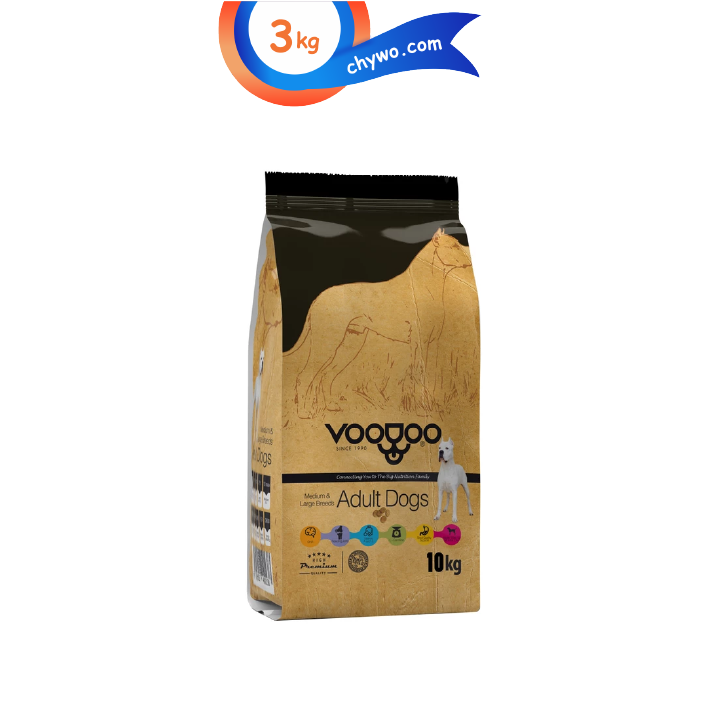 voodo-07 غذای خشک سگ بالغ نژاد متوسط و بزرگ وودو طعم مرغ و ماهی و برنج وزن 3 کیلوگرم VooDoo - Image 1