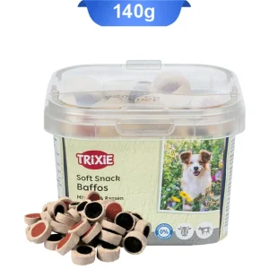 تشویقی سگ سطلی تریکسی طعم گوشت گاو و سیرابی وزن 140 گرم