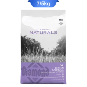 غذا خشک گربه کیتن دایموند نچرال وزن 7.5 کیلوگرم diamond naturals kitten که بسته بندی آن رنگ بنفش کمرنگ و یا یاسی با تصویر درختان رنگ سیاه سفید است.