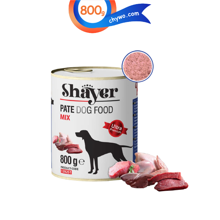 shayer-new-04 کنسرو سگ شایر طعم میکس گوشت مدل پته وزن 800 گرم Shayer - Image 1