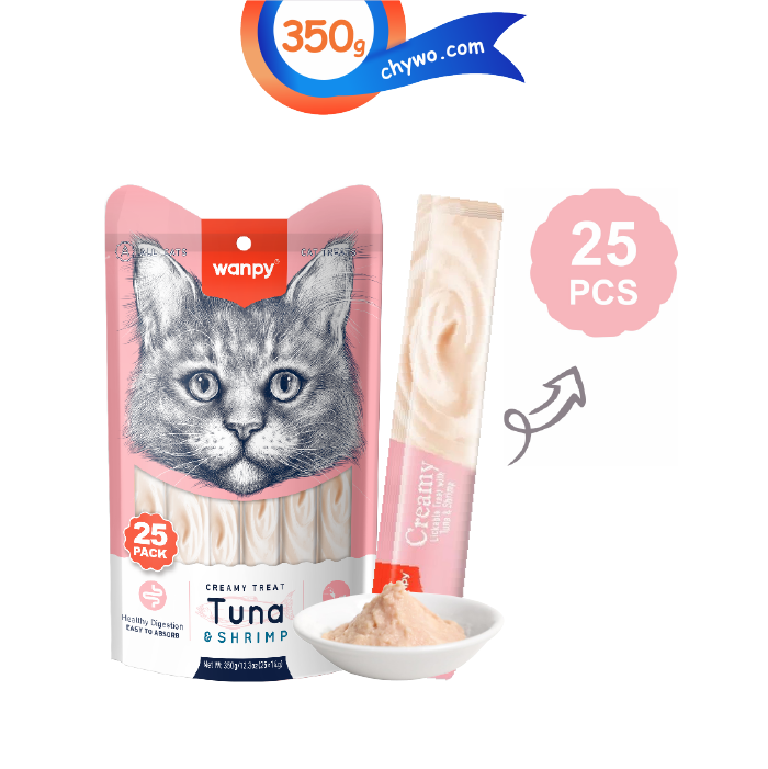wanpy-creamy-lickable-treats-with-tuna-shrimp-for-cats-350g-pack25-11 بستنی گربه ونپی طعم تن و میگو بسته 25 عددی Wanpy Creamy Treat - تصویر 1