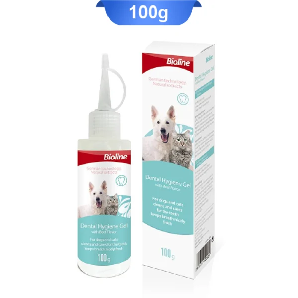 ژل دندان سگ و گربه بایولاین طعم گوشت وزن 100 گرم Bioline Dental Hygiene Gel - Image 1