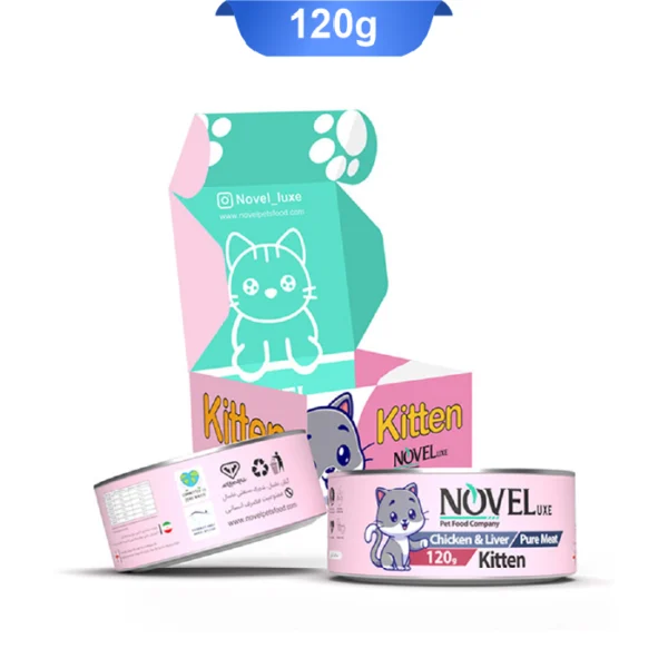 کنسرو بچه گربه نوول لوکس نچرال طعم مرغ و جگر وزن 120 گرم Noveluxe Chicken & Liver - Image 1
