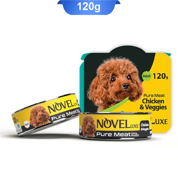 کنسرو سگ نوول لوکس نچرال طعم مرغ و سبزیجات وزن 120 گرم Noveluxe Chicken & Veggies - Image 1