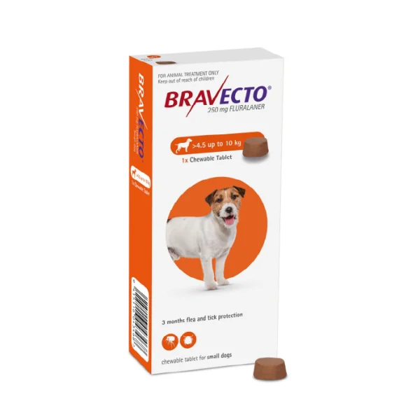 قرص ضد کک و کنه براوکتو مناسب سگ‌های کوچک 4.5 تا 10 کیلوگرم Bravecto Flea And Tick Dogs - Image 1