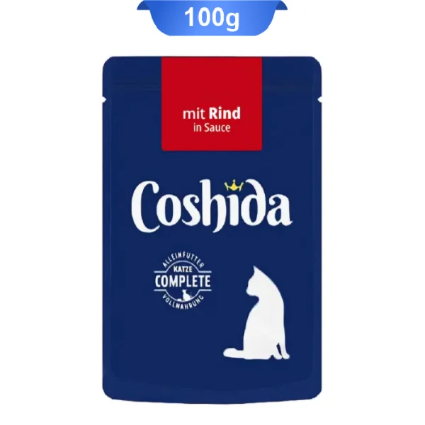 پوچ گربه کوشیدا طعم گوشت گاو در سس وزن 100 گرم کد 103144 Coshida Mit Rind In Sauce - Image 1