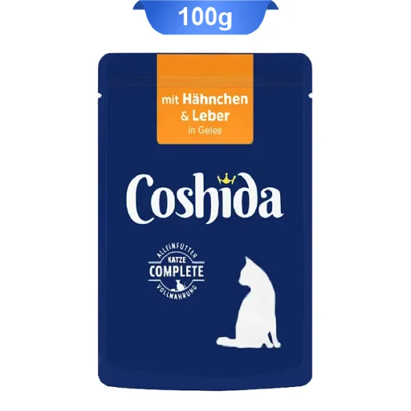 پوچ گربه کوشیدا طعم مرغ و جگر در ژله وزن 100 گرم کد 103142 Coshida Mit Hahnchen & Leber In Gelee - Image 1