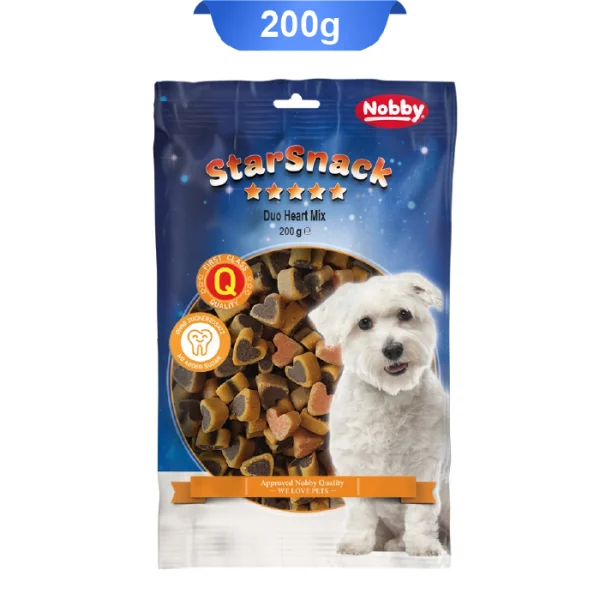 تشویقی سگ نوبی مدل قلبی وزن 200 گرم کد 104199 Nobby Duo Heart Mix - Image 1