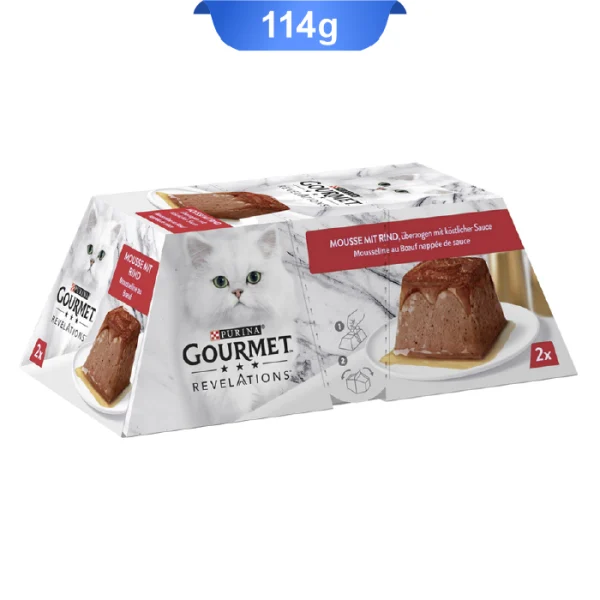 دسر پته گربه گورمت مدل رولیشنز طعم گوشت گاو وزن 2*57 گرم Gourmet Revelations - Image 1