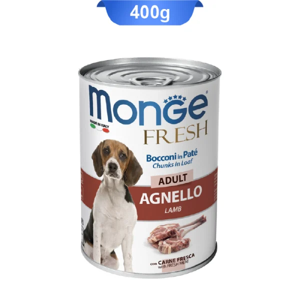 کنسرو سگ بالغ مونژه طعم بره وزن 400 گرم Monge Fresh - Image 1