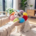 گردنبند الیزابت بالشتی گربه و سگ نژاد خیلی کوچک طرح رنگین کمان جنس مخمل نرم سایز XS ابعاد 18 سانتی متر - تصویر 7