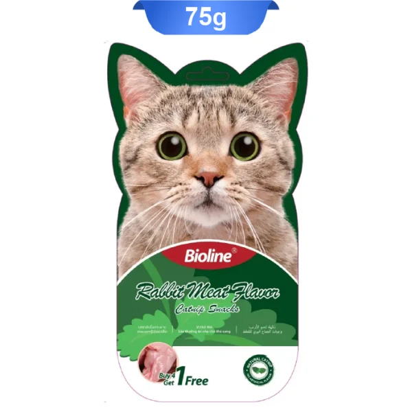 بستنی گربه بایولاین مدل کت نیپ طعم خرگوش بسته 5 عددی Bioline Catnip Snack - Image 1