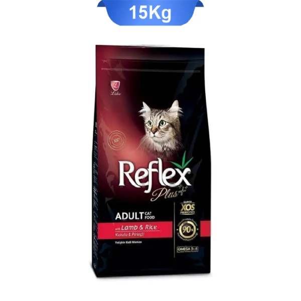 غذای خشک گربه رفلکس پلاس بالغ طعم بره و برنج وزن 15 کیلوگرم Lamb & rice Reflex - Image 1