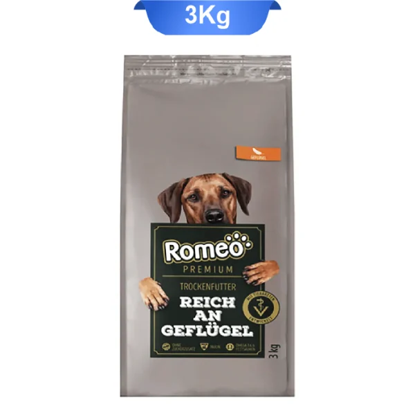 غذای خشک سگ رومئو طعم پرندگان وزن 3 کیلوگرم Romeo Dog Food Geflugel - Image 1