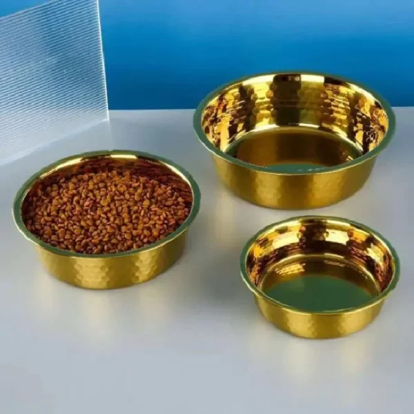 ظرف آب و غذا سگ و گربه استیل طرح مس مدل کوپر 18 سانتی متر کد 106335 - Image 1