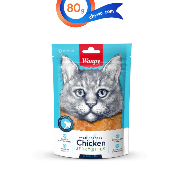 tashvighi-wanpy-17 تشویقی ونپی گربه طعم مرغ وزن 80 گرم Wanpy Chicken Jerky Bites - Image 1