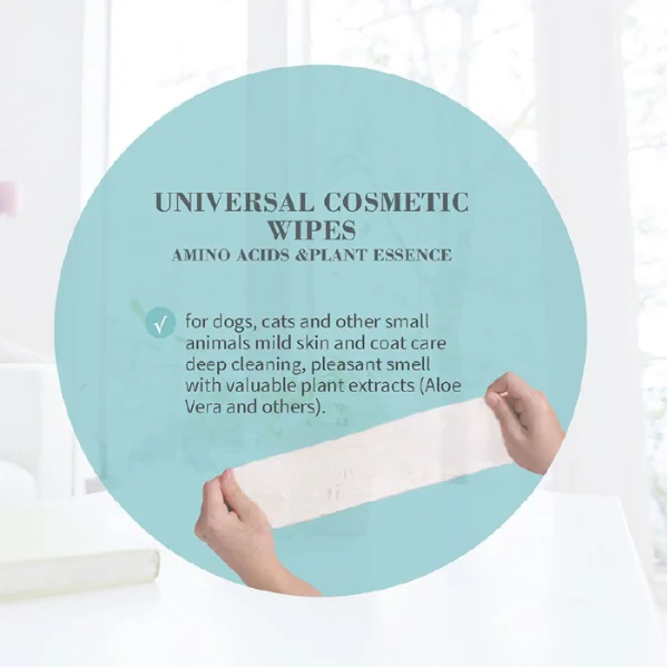 دستمال مرطوب پاکتی حیوانات بایولاین 10 عددی Universal Cosmetic Wipes - Image 2