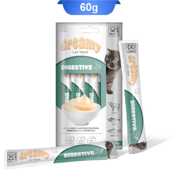 بستنی گربه ام پت مدل دایجستیو طعم بره و ماهی تن و سالمون بسته 4 عددی M-Pets Creamy Treat Digestive - Image 1
