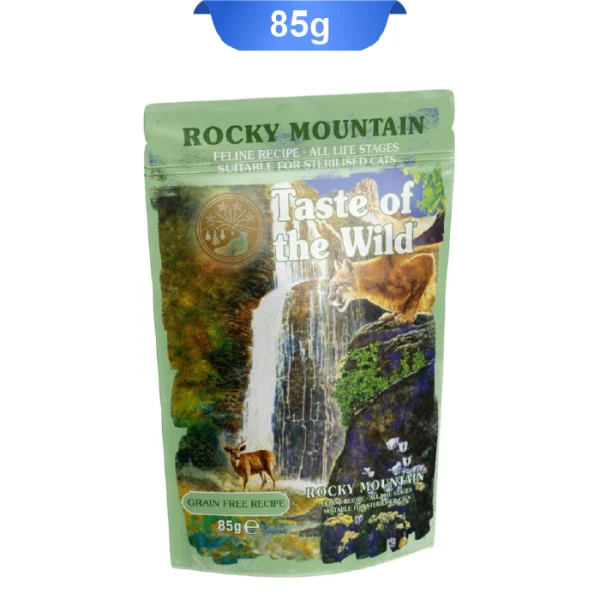 پوچ گربه عقیم تیست آف د وایلد طعم سالمون دودی و گوزن وزن 85 گرم Taste Of The Wild Rocky Mountain - Image 1