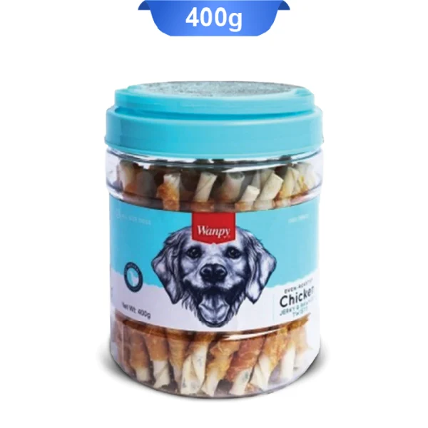 تشویقی سگ ونپی دورپیچ روهاید مرغ وزن 400 گرم Wanpy Rawhide Twists - Image 1