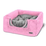 خانه چهار کاره سگ و گربه از جنس مخمل نرم و ضخیم رنگ صورتی مدل خرسی نیناپت ابعاد 45x50x45 سانتی متر کد 1803 - Image 3