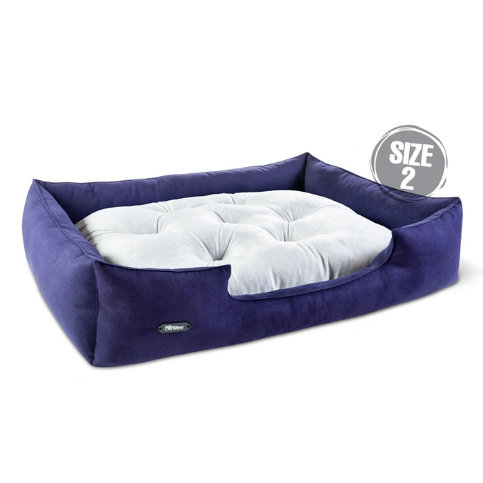 2108- جای خواب سگ و گربه جنس پارچه مبلی درجه یک سرمه ای با تشک طوسی