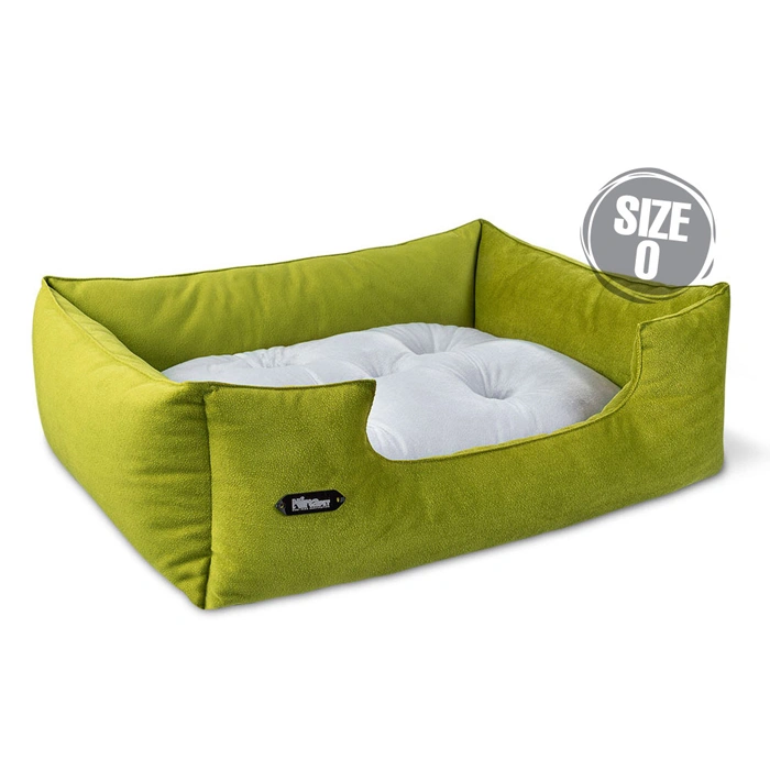 3333- جای خواب سگ و گربه جنس پارچه مبلی درجه یک سبز با تشک طوسی