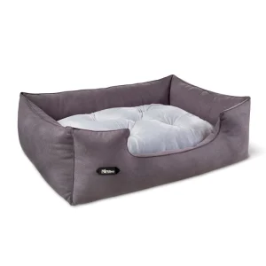 جای خواب سگ و گربه جنس پارچه مبلی درجه یک خاکستری با تشک طوسی