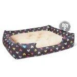 جای خواب سگ و گربه جنس پارچه مبلی درجه یک تشک کرم مدل قلب