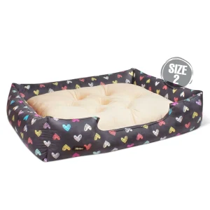 جای خواب سگ و گربه جنس پارچه مبلی درجه یک تشک کرم مدل قلب