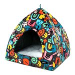 خانه سگ و گربه از جنس مخمل نرم و ضخیم با تشک طوسی نیناپت ابعاد 46x46x55 سانتی متر کد 1056