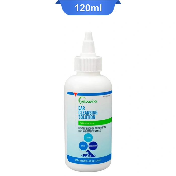 Vetoquinol1-Ear-Cleansing-Solution- محلول شستشوی گوش سگ و گربه ویتوکینول حاوی آلوئه ورا