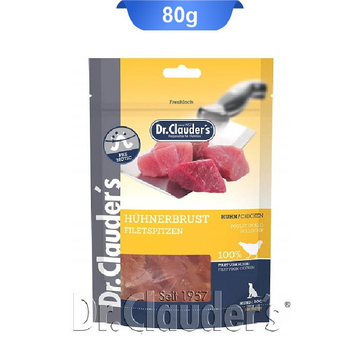 dr-clauder-filet-chicken-80g تشویقی سگ دکتر کلادرز فیله ای طعم مرغ وزن 80 گرم Dr.Clauder's Filet From Chicken - Image 1