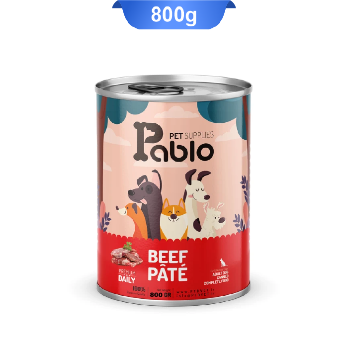 pablo-beef-pate-dog-800gr کنسرو پته سگ بالغ پابلو طعم گوشت خالص وزن 800 گرم Pablo Dog - Image 1