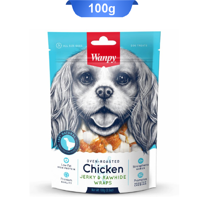 wanpy-chicken-jerky-rawhide-wraps-100g تشویقی سگ ونپی دو سر گره مرغ وزن 100 گرم Wanpy Chicken Jerky & Rawhide Wraps - Image 1