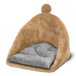 خانه چهار کاره سگ و گربه از جنس مخمل نرم و ضخیم رنگ نسکافه ای مدل خرسی نیناپت ابعاد 45x50x45 سانتی متر کد 1804 - Image 5