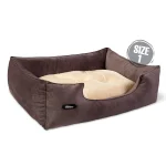 جای خواب سگ و گربه جنس پارچه مبلی درجه یک قهوه ای با تشک کرم نیناپت ابعاد 52x72x22 سانتی متر کد 2046