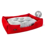 جای خواب سگ و گربه جنس پارچه مبلی درجه یک قرمز با تشک طوسی نیناپت