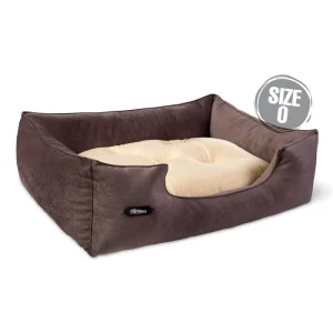 جای خواب سگ و گربه جنس پارچه مبلی درجه یک قهوه ای با تشک کرم نیناپت