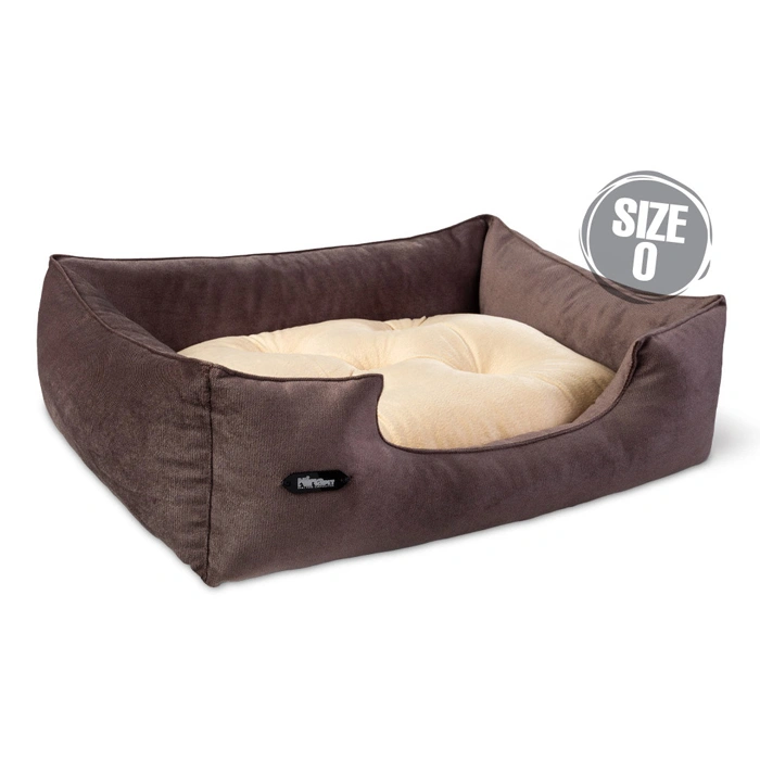 3349- جای خواب سگ و گربه جنس پارچه مبلی درجه یک قهوه ای با تشک کرم نیناپت