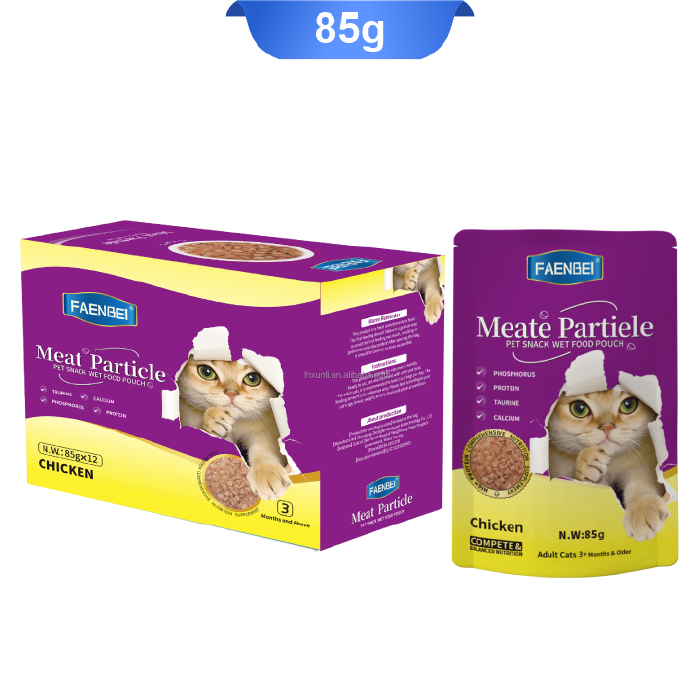 meat-particle-01 پوچ گربه فنبی مدل چانک طعم مرغ وزن 85 گرم کد 103192 Faenbei Meat Particle - Image 1