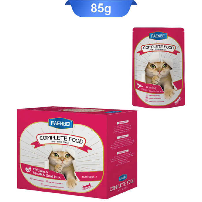 qaza-kamel-02 غذای کامل تر گربه فنبی طعم مرغ و پرنده و شیر وزن 85 گرم کد 103207 Faenbei Complete Food - Image 1