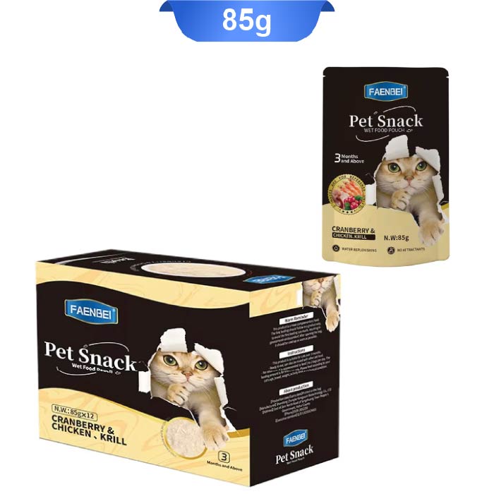 sup-02 سوپ گربه فنبی طعم مرغ و ذغال اخته وزن 85 گرم کد 103202 Faenbei Pet Snack Broth - Image 1